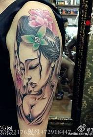 Gemoolt Geisha Schéinheets Tattoo Muster