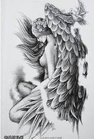 krásné andělské křídlo rukopis tetování vzor