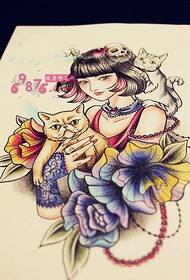 bellezza scolastica come immagine con manoscritto tatuaggio gatto