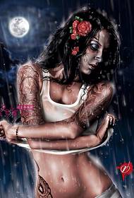 sexy skull beauty tattoo manuscript picture