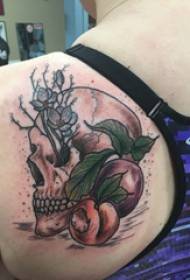 უკანა მხრის tattoo გოგონა უკან მხრის მცენარეთა და თავის ქალა ტატუირების სურათები