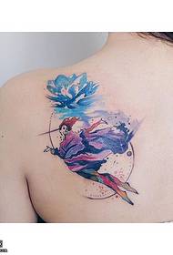 ŝultra akvarelo lotuso beleco tatuaje ŝablono