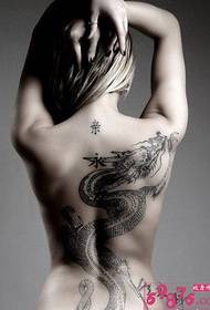 Tatuaggio di drago prepotente con schiena piena di bellezza