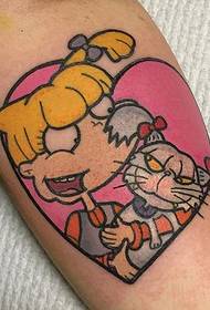 귀여운 애니메이션 캐릭터의 문신은 Valentin에서 나옵니다.