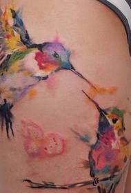 მრავალფეროვანი გოგონების საყვარელი hummingbird tattoo ნიმუში