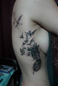 Sexy enchanting feather tattoo pattern picture