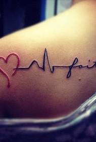 girl Simple ECG tattoo pattern