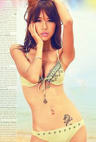 sexy bikini bote dragon totem foto tatoo
