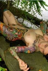 Ang European and American beauty super sexy nude tattoo pattern mga litrato