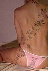 nude sexy Schéinheet zréck Fee Blummen Tattoo Muster