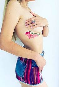 female very refreshing plant and flower tattoo pattern