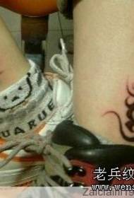 couple tattoo pattern: classic leg Sanskrit couple tattoo pattern picture