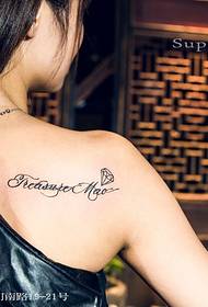 sexy beauty back diamond English tattoo