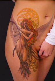 Super klasikinis seksualios grožio asmenybės angelo tatuiruotės modelis