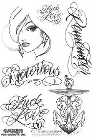 Modèle de tatouage manuscrit en anglais de style West Coast beauty