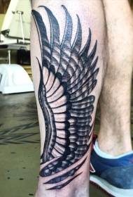 간단한 흑백 독수리 날개 생크 문신 패턴