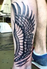Modello semplice del tatuaggio del gambo delle ali d'aquila in bianco e nero