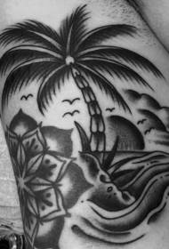 Minimalistický design tetování paže na černém ostrově