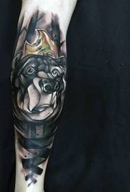 Braccio impressionante colore mela e orso modello tatuaggio