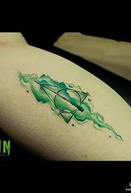 Diki ruoko ruoko geometry green splash ink tattoo maitiro