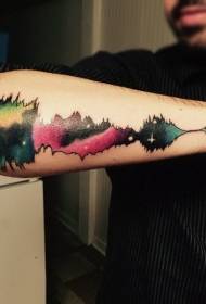 Grandioza multkolora sonika brako tatuaje ŝablono