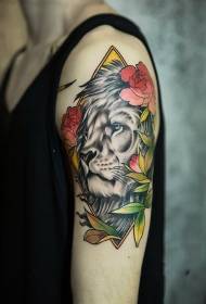 Roku lauvas ziedu apgleznots tetovējuma raksts
