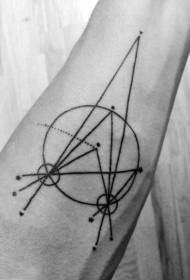Motivo tatuaggio linea geometrica nera in stile scienza braccio