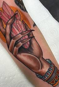 Modello di tatuaggio a mano in cristallo europeo e americano a braccio piccolo