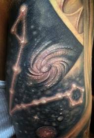 Naoružajte smiješno simbol zviježđa i uzorak tetovaže galaksije