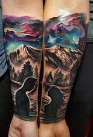 Arm creative couple tattoo landscape Harajuku starry sky tattoo picture