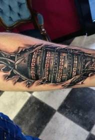 Sehr tolles Farbcode-Schloss und zerrissenes Lederarm-Tattoo-Muster