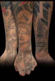 Arm religiös stil Buddha tatuering mönster