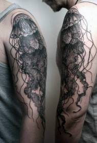 Onheemlech schwaarz realistesch Jellyfish Arm Tattoo Muster