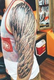 Feather Ongokoqobo umnyama namhlophe tattoo iphethini