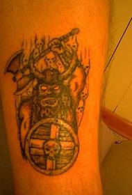 Arm angry viking warrior tattoo pattern