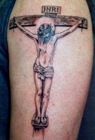 Isus și modelul de tatuaj cu litere pe cruce