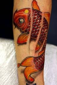Arm 3D red realistic squid tattoo pattern