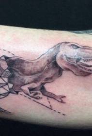 Immagine del tatuaggio di dinosauro in stile semi-geometrico semi-realistico sul braccio grande