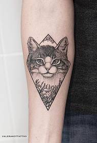Πέλμα ρεαλιστική πριγκίπισσα γάτα γεωμετρικό σχέδιο τατουάζ