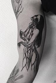 Велика рука смерті дівчина особистості перо малювання лінії татуювання візерунок
