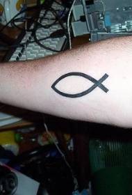 Modello di tatuaggio semplice a forma di pesce simbolo linea nera