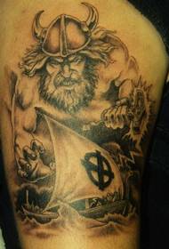 Arm black and white viking tattoo pattern