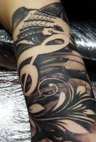 Arm 3D Realistic Black White Guitar Tattoo Pattern