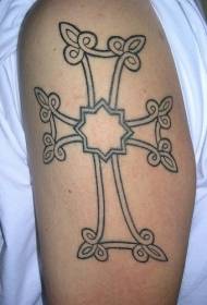 Braccio linea nera modello croce tatuaggio modello