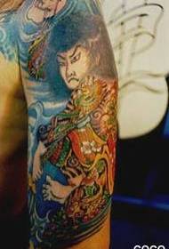 Nagy színes kabuki művész tetoválás minta