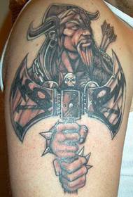 Mfano wa shujaa wa tattoo ya shujaa wa viking