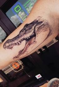 Рука реалістичні чорно-білі маленькі візерунок татуювання голови крокодила