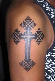 Rameno čierny kresťanský kríž tetovanie