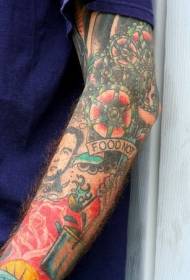 Armkleurig roer en mannelijk avatar tattoo-patroon