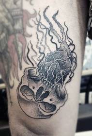 手臂酷黑點刺猬形狀水母紋身圖案
